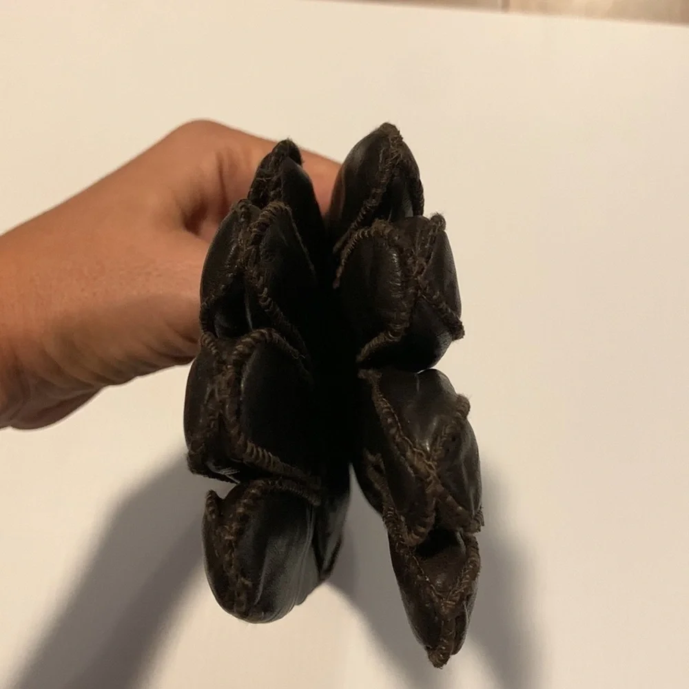 DARK Brown Leather Gloves with Lining Size M